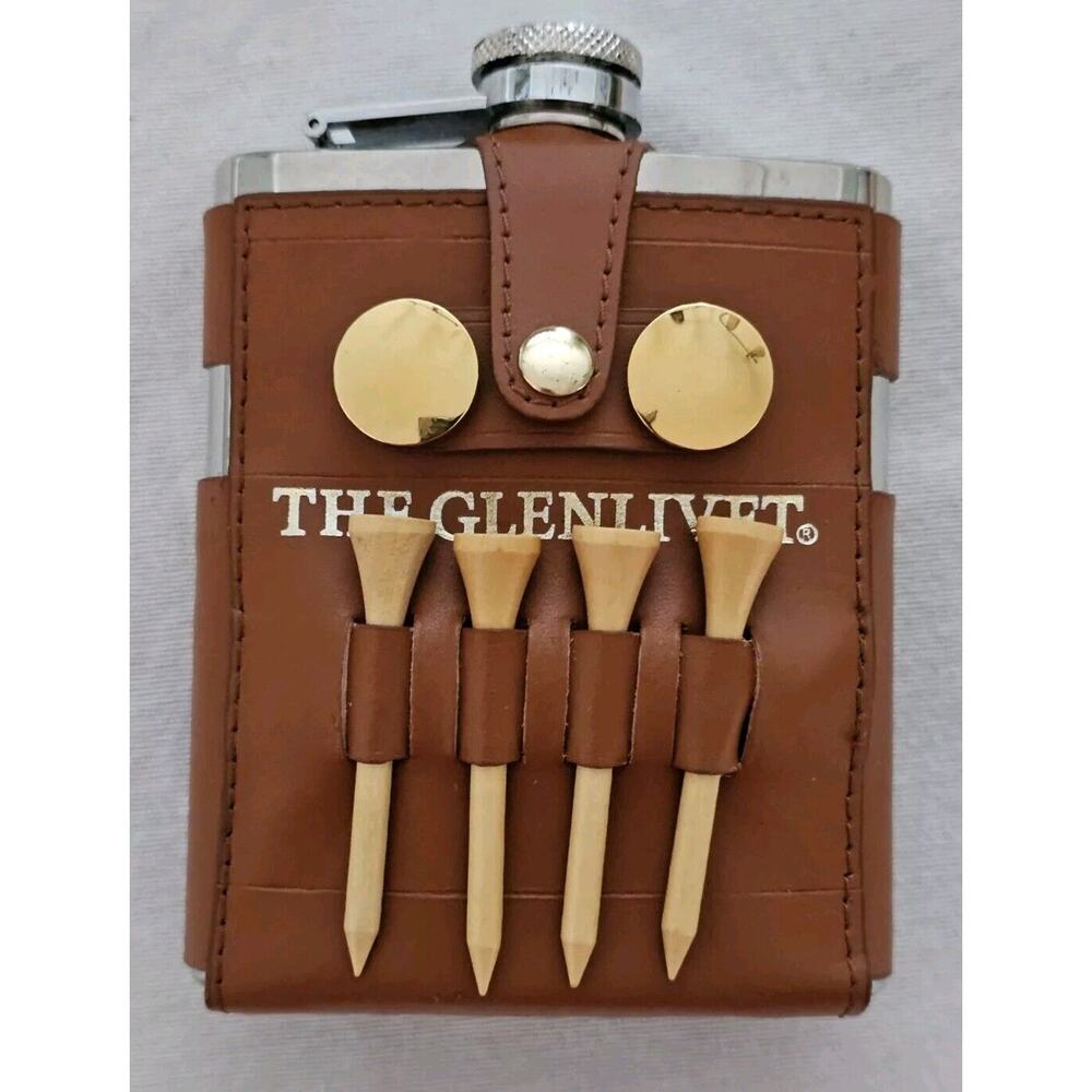 The Glenlivet Belt Loop Leather Golf Flask Tees Ball Marker Stainless Flask